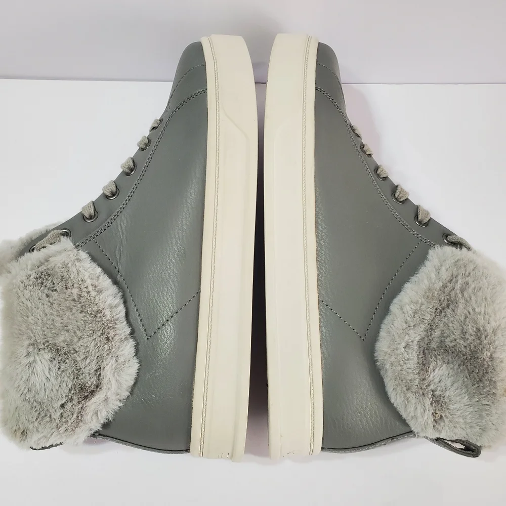 Koolaburra By UGG Women's Gray Sundell Fuzz Faux Fur High-Top Sneakers Size 9